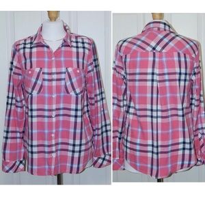 SONOMA size Medium Pink Plaid Blouse